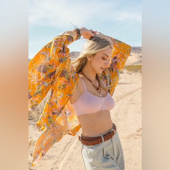 777. Kimono Duster Cardigan Women's Oversized Bohemian fall Flower Floral - Picture 4 of 4